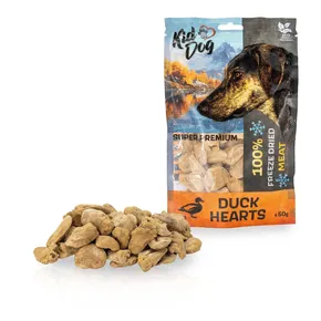 KIDDOG SUPER PREMIUM 100% suszone mrożone kacze serduszka 50 g