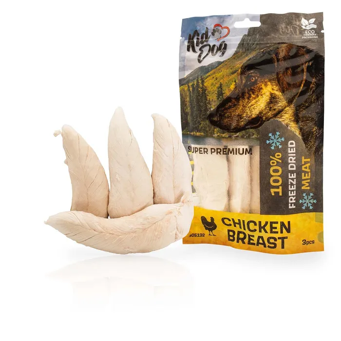 Główne zdjęcie produktu KIDDOG SUPER PREMIUM 100% kuřecí celá prsa sušená mrazem 50 g (3-4 ks)