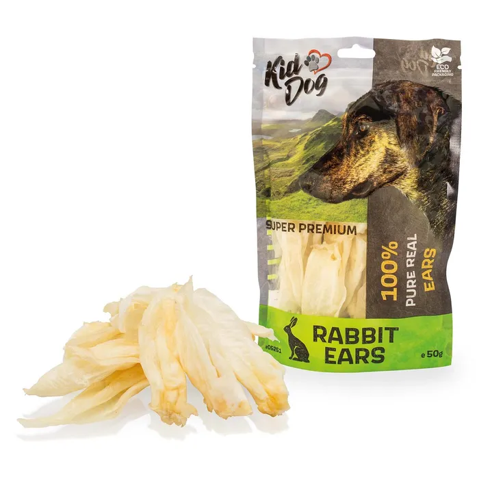 Główne zdjęcie produktu KIDDOG SUPER PREMIUM 100% přírodní králičí uši 50 g