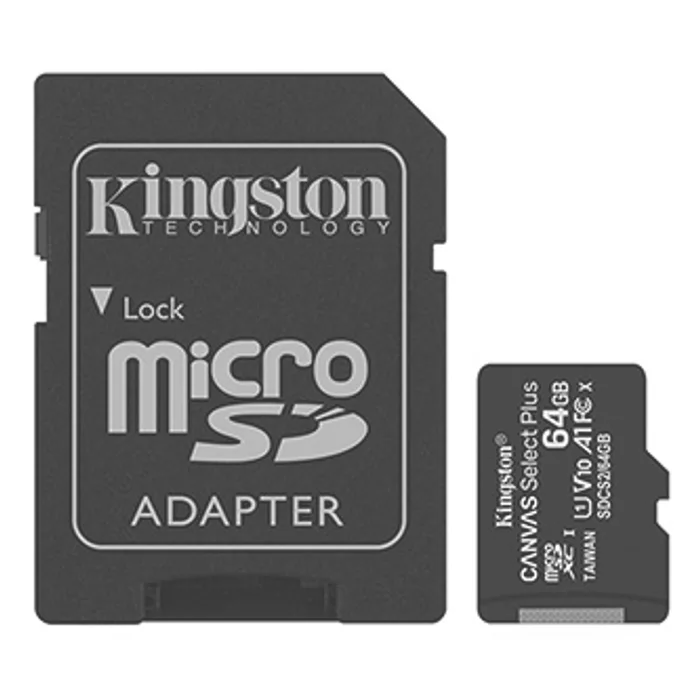 Główne zdjęcie produktu Kingston paměťová karta Canvas Select Plus, 64GB, micro SDXC, SDCS2/64GB, UHS-I U1 (Class