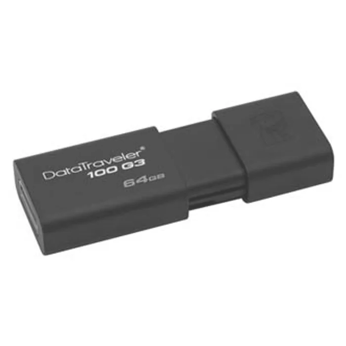 Główne zdjęcie produktu Kingston USB flash disk, USB 3.0 (3.2 Gen 1), 64GB, DataTraveler 100 Gen3, černý, DT100G3