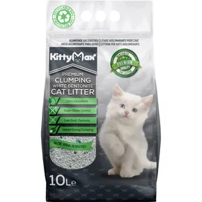 KITTYMAX zbrylający, bezpyłowy biały bentonit ALOE VERA 10 l