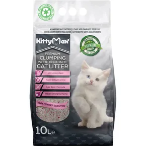 KITTYMAX zbrylający, bezpyłowy biały bentonit BABY POWDER 10 l