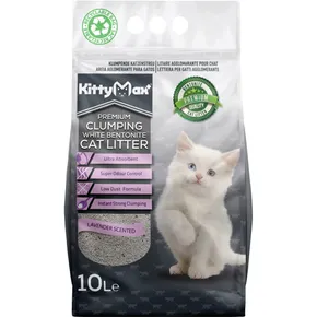 KITTYMAX zbrylający, bezpyłowy biały bentonit LAVENDER 10 l