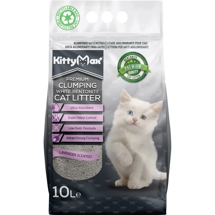 Główne zdjęcie produktu KITTYMAX hrudkující, bezprašný bílý bentonit LAVENDER 10 l
