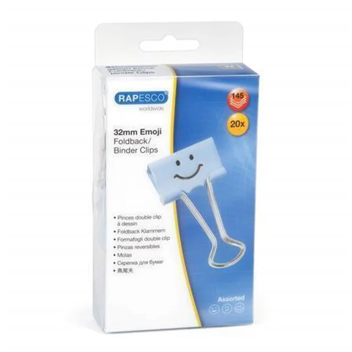 Główne zdjęcie produktu Klipy na dokumenty "Emoji", modrá, 32 mm, RAPESCO