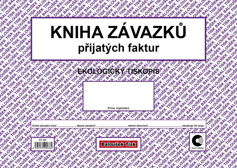 Główne zdjęcie produktu Kniha závazků přijatých faktur ET340