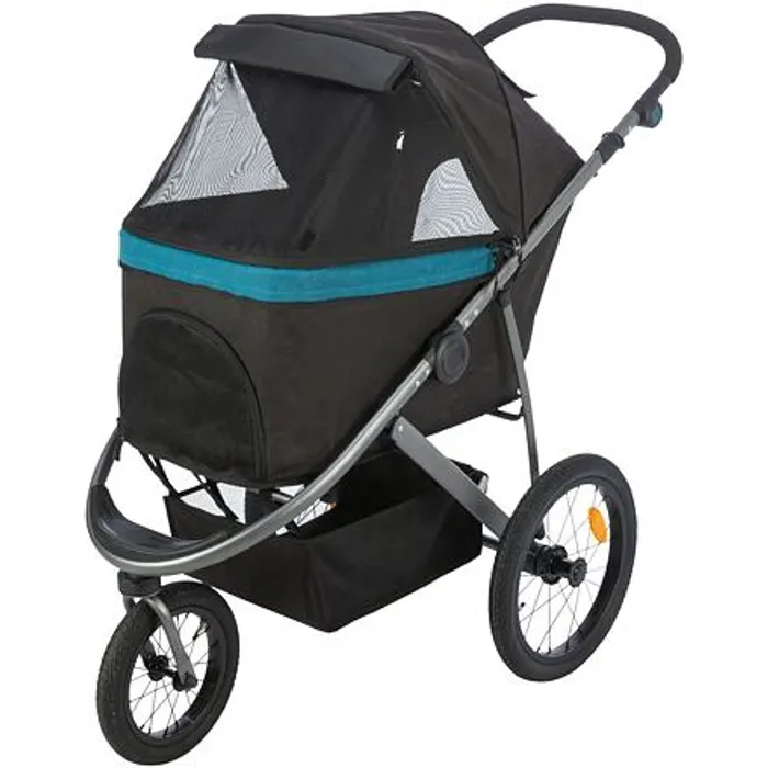 Główne zdjęcie produktu Kočárek BUGGY na vzduchových pneu, 60 x 112 x 120 cm, nosnost 20 kg, černá/petrolejová