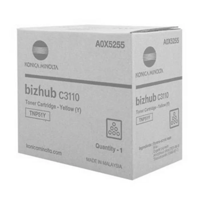 Główne zdjęcie produktu Konica Minolta originální toner A0X5255, yellow, 5000str., TNP-51Y, Konica Minolta Bizhub