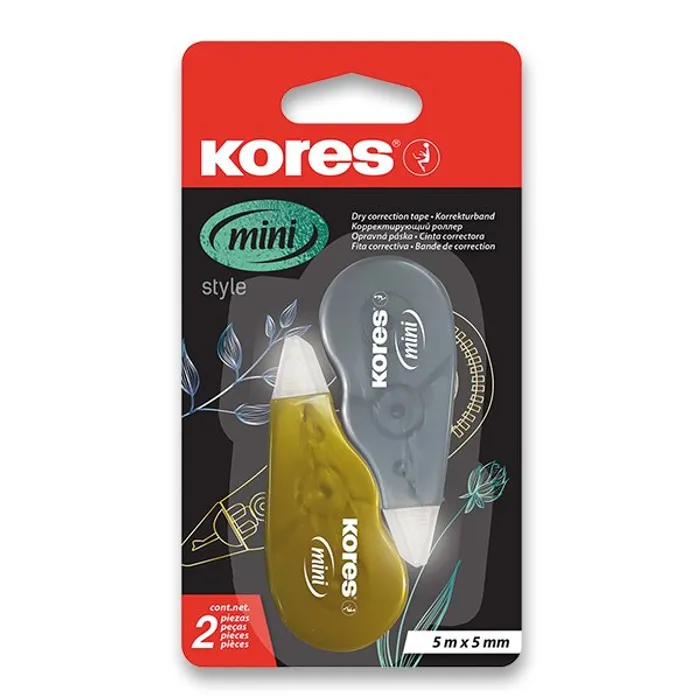 Główne zdjęcie produktu Korekční strojek Kores Mini Roller Metallic 5 mm x 5 m, 2 ks