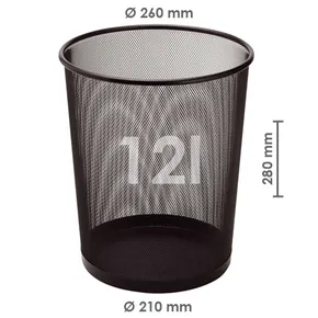 Druciany kosz na śmieci, czarny, 12 l