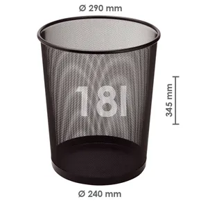 Kosz na śmieci druciany, czarny, 18 l
