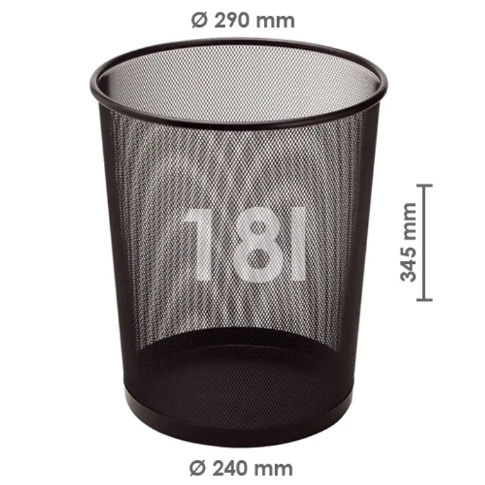 Główne zdjęcie produktu Koš drátěný na odpadky, černý, 18 l