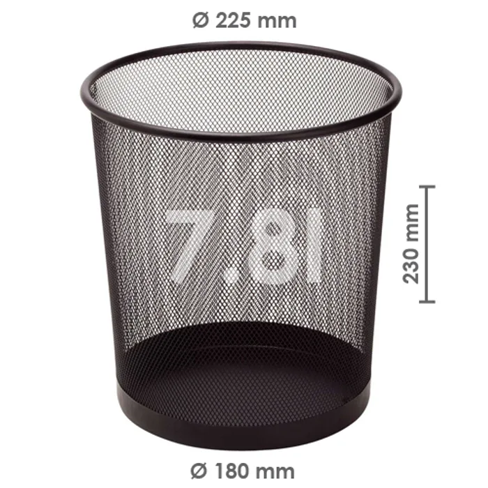 Główne zdjęcie produktu Koš drátěný na odpadky, černý, 7,8l