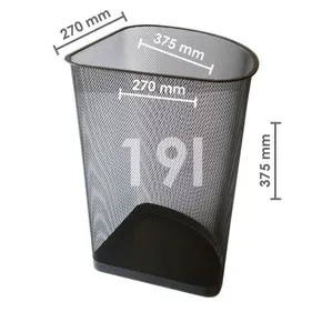 Kosz na śmieci narożny druciany, czarny, 19 l