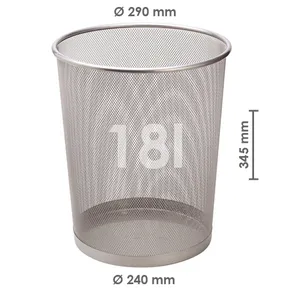 Kosz na śmieci druciany, srebrny, 18 l