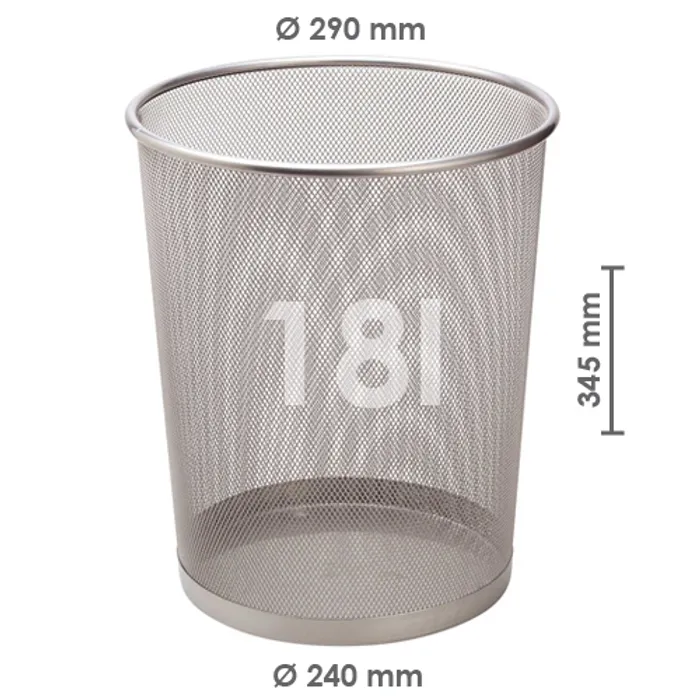 Główne zdjęcie produktu Koš drátěný na odpadky, stříbrný, 18 l