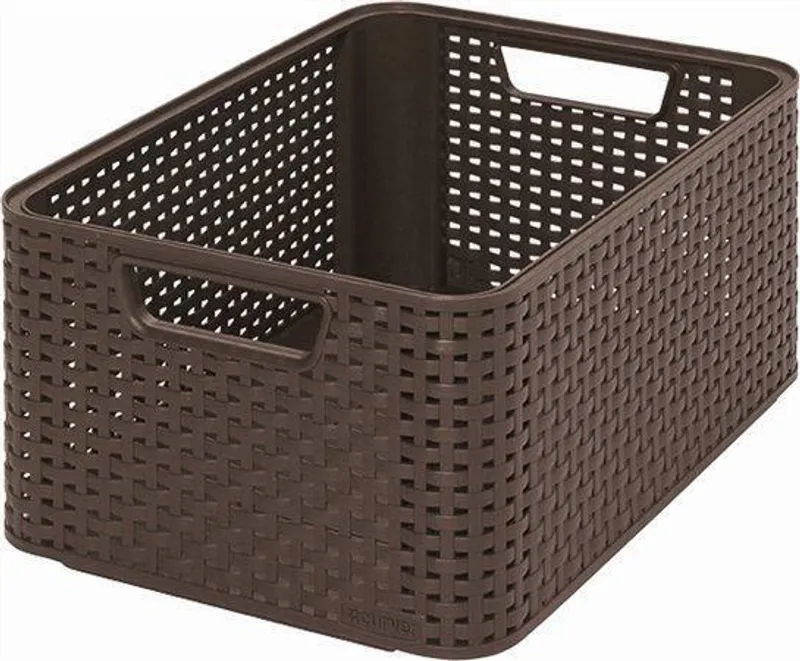 Główne zdjęcie produktu Košík, umělý ratan, 18 l, čokoládově hnědý, CURVER