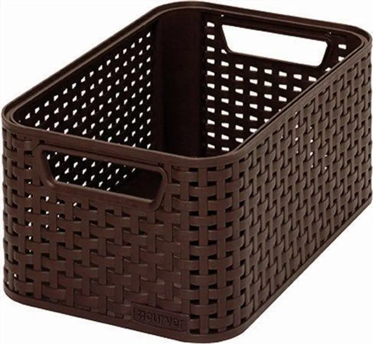 Główne zdjęcie produktu Košík, umělý ratan, 7 l, čokoládově hnědý, CURVER