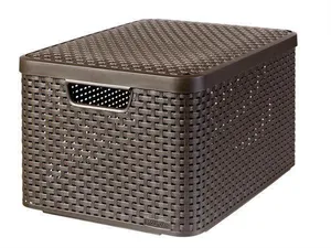 Koszyk sztuczny rattan, z pokrywką, 30 l, czekoladowy brąz, CURVER
