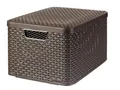 Koszyk sztuczny rattan, z pokrywką, 30 l, czekoladowy brąz, CURVER