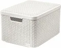Koszyk sztuczny rattan, z pokrywką, 30 l, kremowy, CURVER