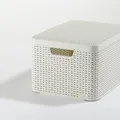 Następne zdjęcie produktu Koszyk sztuczny rattan, z pokrywką, 30 l, kremowy, CURVER