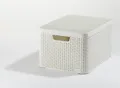 Koszyk sztuczny rattan, z pokrywką, 30 l, kremowy, CURVER