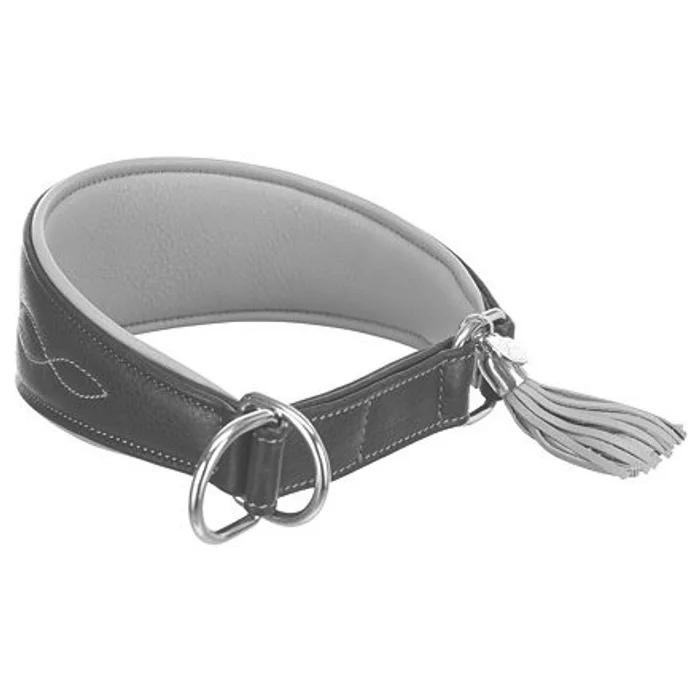 Główne zdjęcie produktu Kožený obojek ACTIVE Comfort pro chrty - černá/šedá S-M:33-42cm/60mm