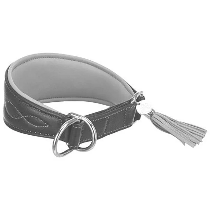 Główne zdjęcie produktu Kožený obojek ACTIVE Comfort pro chrty - černá/šedá S:27-35cm/55mm