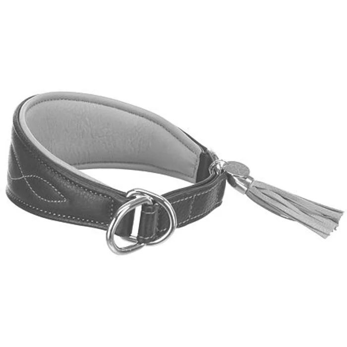 Główne zdjęcie produktu Kožený obojek ACTIVE Comfort pro chrty - černá/šedá XS-S:24-31cm/50mm