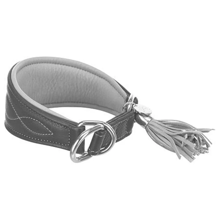 Główne zdjęcie produktu Kožený obojek ACTIVE Comfort pro chrty - černá/šedá XS:21-26cm/40mm