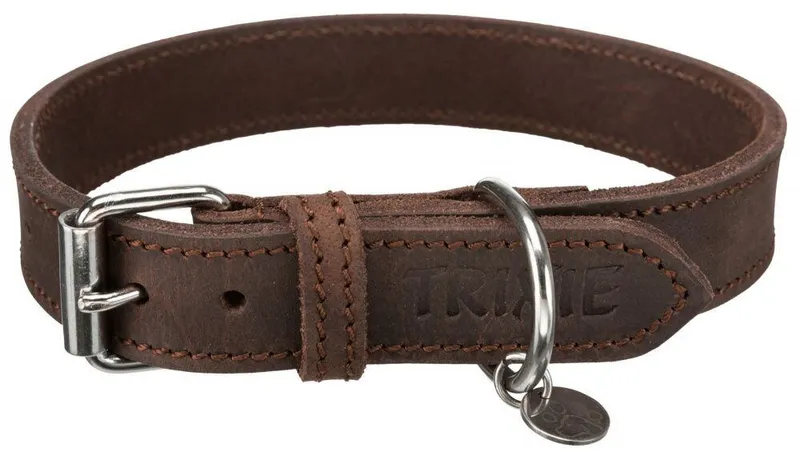 Główne zdjęcie produktu Kožený obojek RUSTIC - tmavě-hnědá M: 37-44cm/25mm