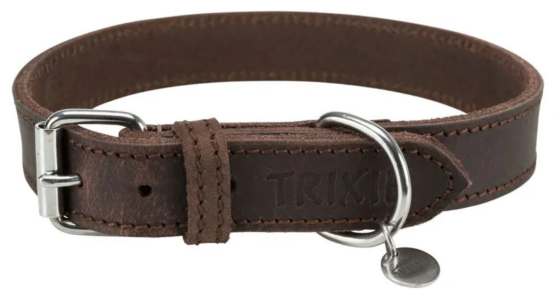 Główne zdjęcie produktu Kožený obojek RUSTIC - tmavě-hnědá M-L: 42-48cm/25mm