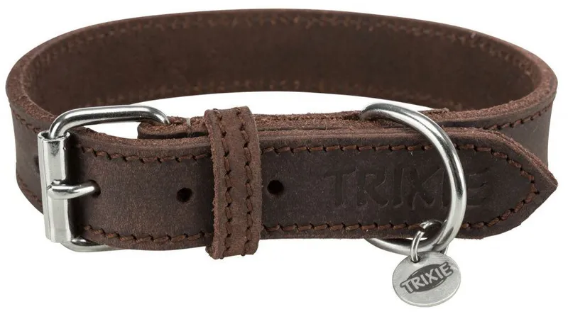 Główne zdjęcie produktu Kožený obojek RUSTIC - tmavě-hnědá S-M: 34-40cm/25mm
