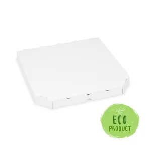 Pudełko na pizzę z tektury falistej extra mocne białe 32 x 32 x 3 cm [100 szt]
