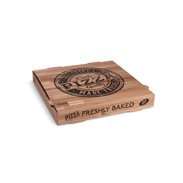 Główne zdjęcie produktu Krabice na pizzu (mikrovlnitá lepenka) kraft 28 x 28 x 4 cm [100 ks]