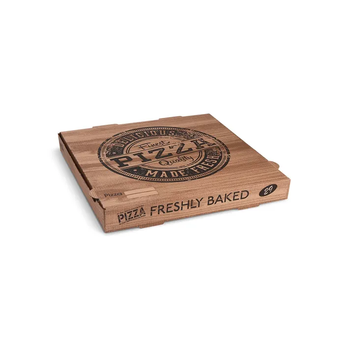 Główne zdjęcie produktu Krabice na pizzu (mikrovlnitá lepenka) kraft 29 x 29 x 4 cm [100 ks]