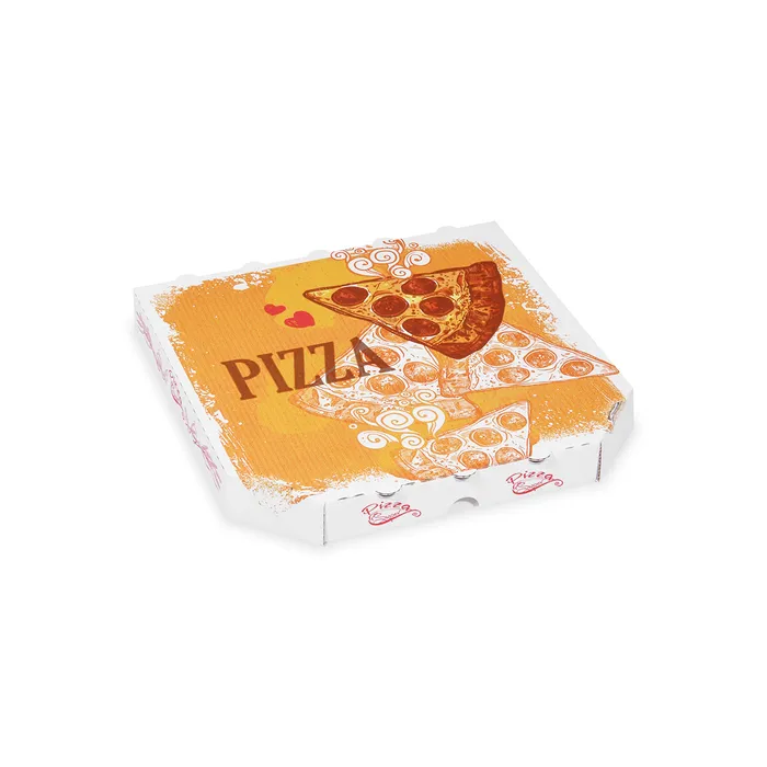 Główne zdjęcie produktu Krabice na pizzu z vlnité lepenky 26 x 26 x 3 cm [100 ks]