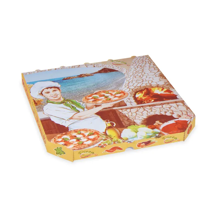 Główne zdjęcie produktu Krabice na pizzu z vlnité lepenky 33 x 33 x 3 cm [100 ks]