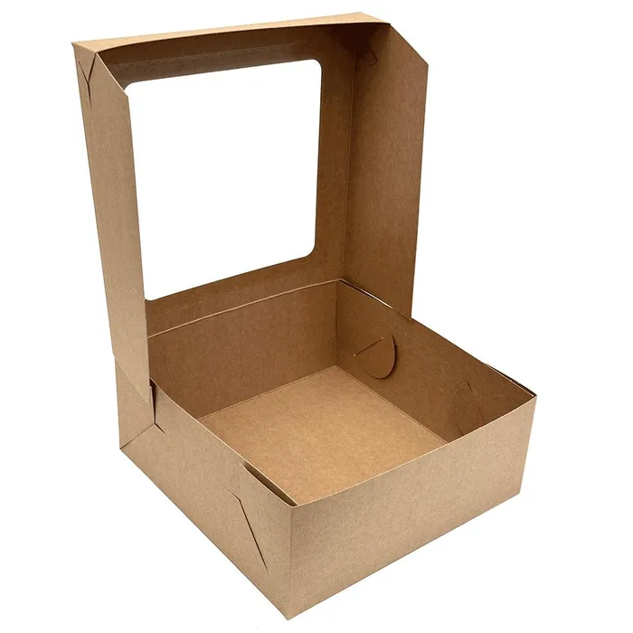 Główne zdjęcie produktu Krabice na zákusky s okénkem KRAFT 22 × 22 × 9 cm [50 ks]