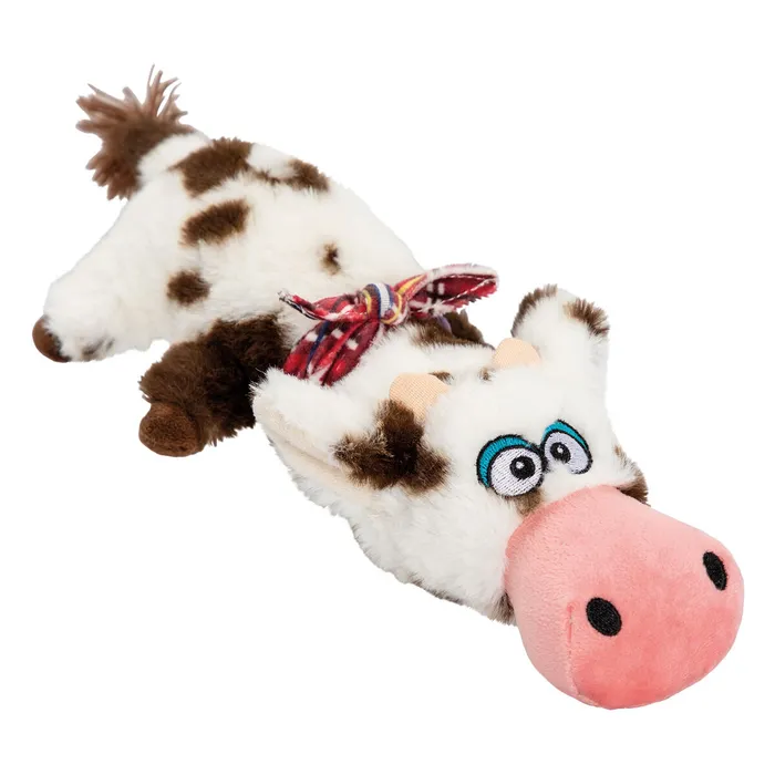Główne zdjęcie produktu Kravička ležící, 30 cm, plyšová hračka pro psy, HIPHOP DOG, strakatá