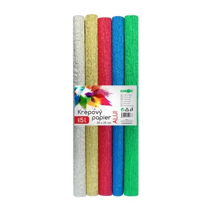 Główne zdjęcie produktu Krepový papír - sada 5 barev ALU rozměr 25 x 50 cm