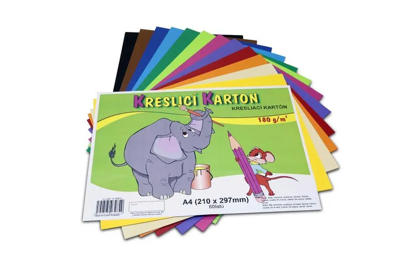 Główne zdjęcie produktu Kreslící karton A4-180g mix 12 barev [60 listů]