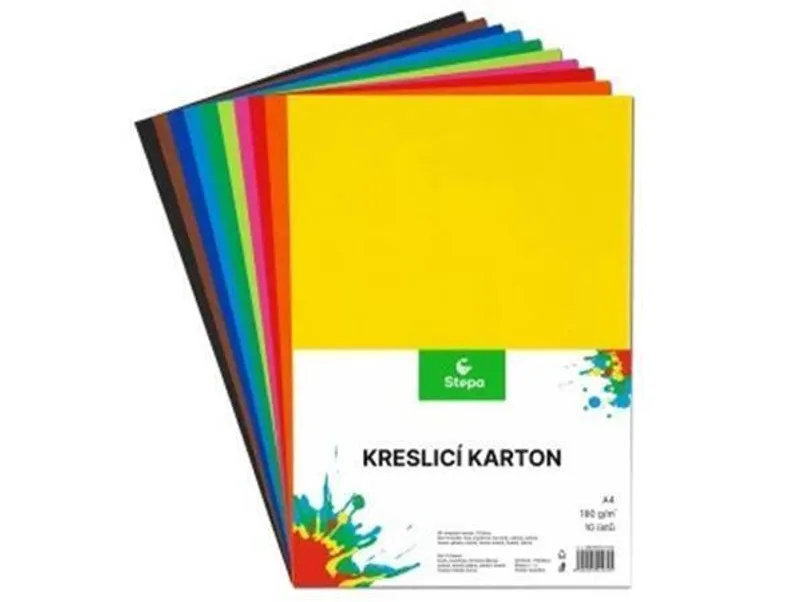 Główne zdjęcie produktu Kreslící karton A4-180g mix barev [10 listů]