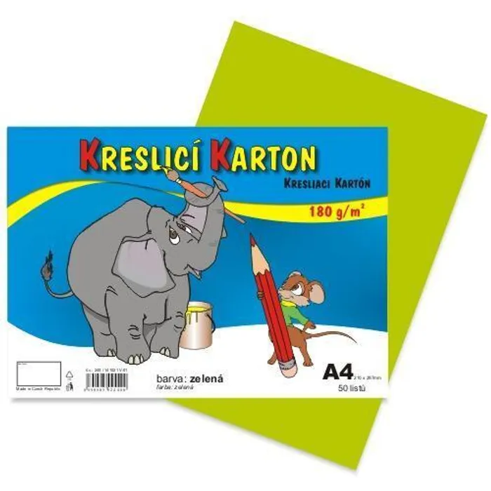Główne zdjęcie produktu Kreslící karton A4-180g světle zelený [50 listů]