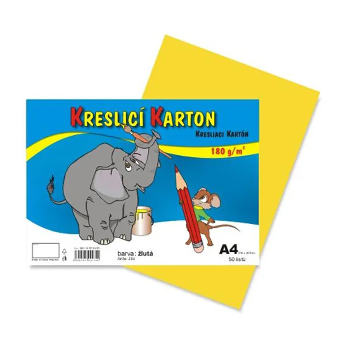 Główne zdjęcie produktu Kreslící karton A4-180g žlutý [50 listů]