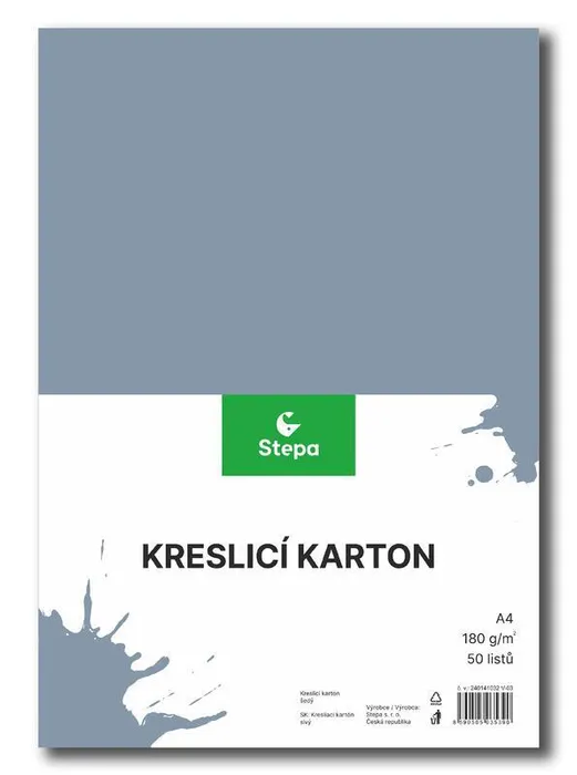 Główne zdjęcie produktu Kreslicí karton barevný A4/180g - šedý [50 listů]