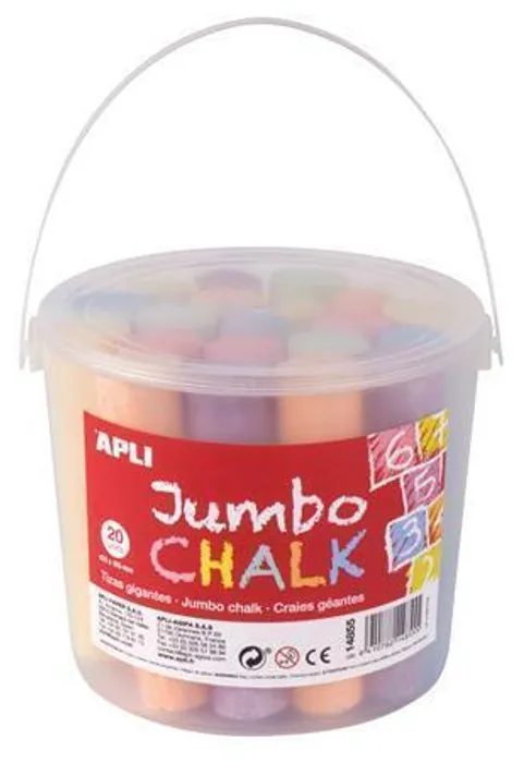 Główne zdjęcie produktu Křída na chodník, mix barev, kulatá, jumbo, 20 ks, APLI