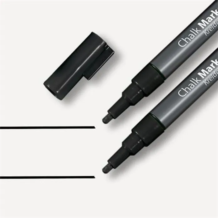 Główne zdjęcie produktu Křídový popisovač, černá, 1 - 2 mm, kuželový hrot, tekutý, SIGEL